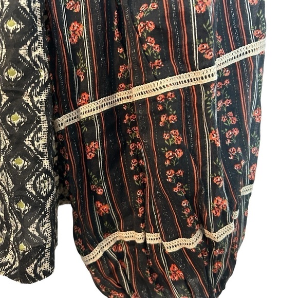 Free People Mostly Meadow Boho Hippie Puff Sleeve Semi Sheer Lace & Fringe Top - Picture 10 of 16